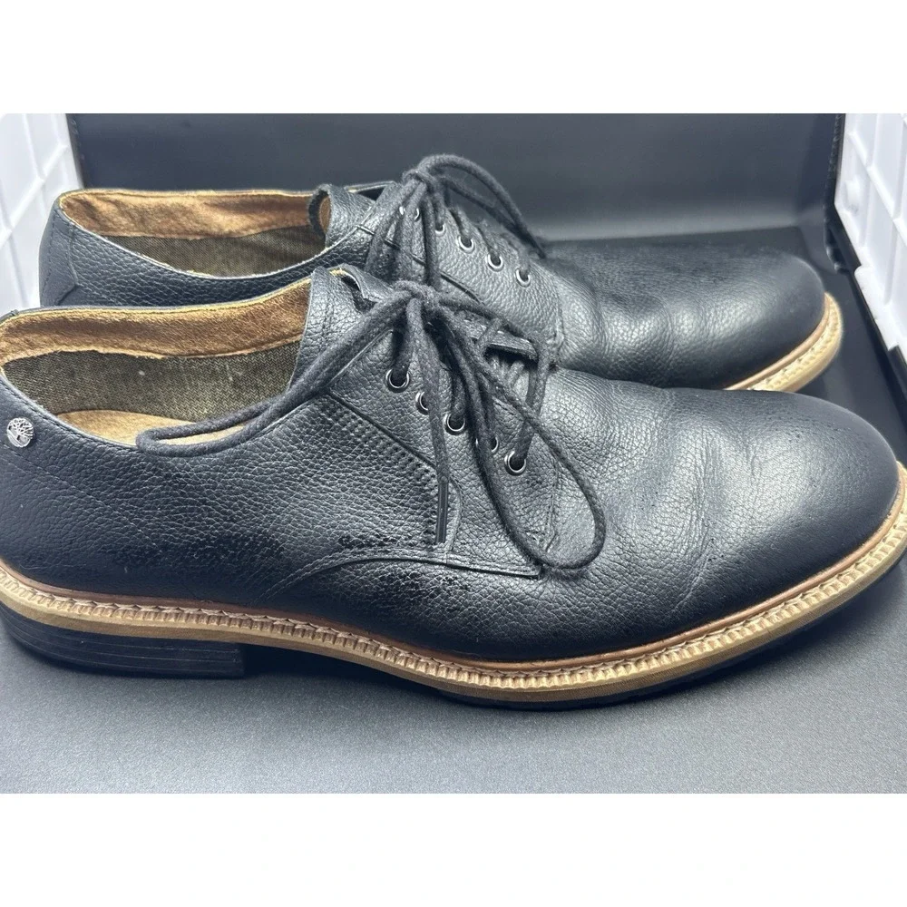 Timberland Mens Black Leather Waterproof Oxford Dress Shoes Lace Up Size 9.5 410